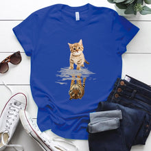 Load image into Gallery viewer, Cat&amp;tiger Print Aesthetic Graphic T Shirts Summer Clothes Tops for Ladies Short Sleeve Around Neck Plus Size 5xl Woman Tshirts
