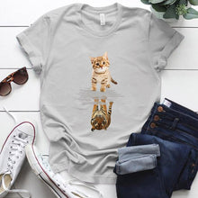 Load image into Gallery viewer, Cat&amp;tiger Print Aesthetic Graphic T Shirts Summer Clothes Tops for Ladies Short Sleeve Around Neck Plus Size 5xl Woman Tshirts
