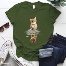 Load image into Gallery viewer, Cat&amp;tiger Print Aesthetic Graphic T Shirts Summer Clothes Tops for Ladies Short Sleeve Around Neck Plus Size 5xl Woman Tshirts
