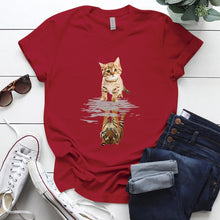 Load image into Gallery viewer, Cat&amp;tiger Print Aesthetic Graphic T Shirts Summer Clothes Tops for Ladies Short Sleeve Around Neck Plus Size 5xl Woman Tshirts
