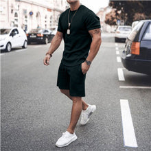 Load image into Gallery viewer, 2021 Summer New Men Casual Shorts Sets Short Sleeve T Shirt +Shorts Solid Male Tracksuit Set Men&#39;s Brand Clothing 2 Pieces Sets
