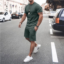 Load image into Gallery viewer, 2021 Summer New Men Casual Shorts Sets Short Sleeve T Shirt +Shorts Solid Male Tracksuit Set Men&#39;s Brand Clothing 2 Pieces Sets
