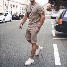 Load image into Gallery viewer, 2021 Summer New Men Casual Shorts Sets Short Sleeve T Shirt +Shorts Solid Male Tracksuit Set Men&#39;s Brand Clothing 2 Pieces Sets
