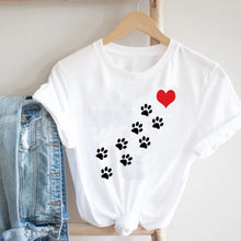 Load image into Gallery viewer, Women Clothing Spring Summer Dog Paw Cat Pet Fashion Cartoon Animal 90s Girl Clothes Print Tee Top Tshirt Female Graphic T-shirt
