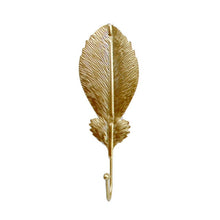 Load image into Gallery viewer, Nordic Leaf Shape Hook Creative Golden Coat Rack Adhesive Holder Wall Coat Key Hanger Free-Hole Home Wall Hanging Decoration
