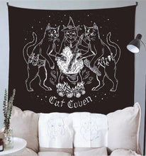 Load image into Gallery viewer, Cat Mysterious Divination Witchcraft Tapestry Wall Hanging Tapestries Baphomet Occult Home Wall Black Cool Decor Cat Coven
