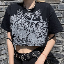 Load image into Gallery viewer, Gothic Style Crop Top Harajuku Graphic T Shirt for Women Ulzzang Korean Tshirt Summer Tee Croptop Goth Clothes Short Sleeve
