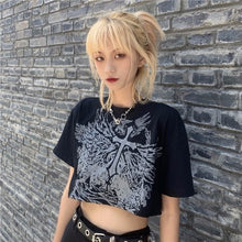 Load image into Gallery viewer, Gothic Style Crop Top Harajuku Graphic T Shirt for Women Ulzzang Korean Tshirt Summer Tee Croptop Goth Clothes Short Sleeve
