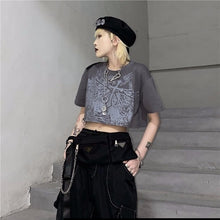 Load image into Gallery viewer, Gothic Style Crop Top Harajuku Graphic T Shirt for Women Ulzzang Korean Tshirt Summer Tee Croptop Goth Clothes Short Sleeve
