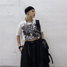 Load image into Gallery viewer, Gothic Style Crop Top Harajuku Graphic T Shirt for Women Ulzzang Korean Tshirt Summer Tee Croptop Goth Clothes Short Sleeve
