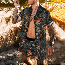 Load image into Gallery viewer, 2021 Summer Beach Fashion Leopard Print Two Piece Sets For Men Short Sleeve Shirt And Drawstring Shorts Suits Casual Male Outfit
