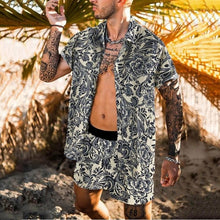 Load image into Gallery viewer, 2021 Summer Beach Fashion Leopard Print Two Piece Sets For Men Short Sleeve Shirt And Drawstring Shorts Suits Casual Male Outfit
