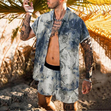 Load image into Gallery viewer, 2021 Summer Beach Fashion Leopard Print Two Piece Sets For Men Short Sleeve Shirt And Drawstring Shorts Suits Casual Male Outfit
