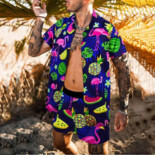 Load image into Gallery viewer, 2021 Summer Beach Fashion Leopard Print Two Piece Sets For Men Short Sleeve Shirt And Drawstring Shorts Suits Casual Male Outfit
