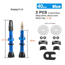 Load image into Gallery viewer, Deemount 2PCS 40/60MM Brass or Alloy Stem Bicycle F/V Presta Tubeless Tire Valve Road Bike MTB Nipple W/Tool Alloy Valve Cap
