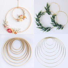 Load image into Gallery viewer, 5pcs 10-40cm DIY Hanging Wreath Bamboo/Metal Wreath iron Ring Hoop Hanging Craft Party Decorations Baby Shower Wedding Wreaths
