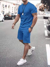 Load image into Gallery viewer, 2021 Summer New Men Casual Shorts Sets Short Sleeve T Shirt +Shorts Solid Male Tracksuit Set Men&#39;s Brand Clothing 2 Pieces Sets
