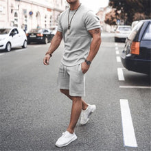 Load image into Gallery viewer, 2021 Summer New Men Casual Shorts Sets Short Sleeve T Shirt +Shorts Solid Male Tracksuit Set Men&#39;s Brand Clothing 2 Pieces Sets
