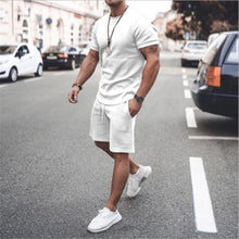 Load image into Gallery viewer, 2021 Summer New Men Casual Shorts Sets Short Sleeve T Shirt +Shorts Solid Male Tracksuit Set Men&#39;s Brand Clothing 2 Pieces Sets
