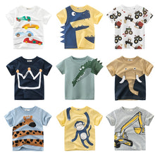 Load image into Gallery viewer, T Shirt Cartoon Animals Baby Kids Boys Girls Children Cotton Short Sleeves Summer Clothing Lion Monkey Print Tee Red Car Toddler
