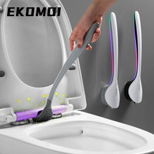 Load image into Gallery viewer, EKOMOI TPR Silicone Toilet Brush Holder Multifunction Cleaning Brush Wall-mount Floor Cleaning Tools Bathroom Accessories Set
