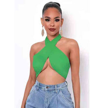 Load image into Gallery viewer, Women Strappy Cross Over Front Cut Out Halter Neck Sleeveless Backless Wrap Crop Top Bandage Vest Summer Sexy Tops Woman Clothes
