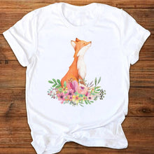 Load image into Gallery viewer, Women Graphic Cartoon Cat Animal Flower Fashion Printing 90s Style Print Clothes Lady Tees Tops Female T Shirt Womens T-Shirt
