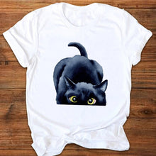 Load image into Gallery viewer, Women Graphic Cartoon Cat Animal Flower Fashion Printing 90s Style Print Clothes Lady Tees Tops Female T Shirt Womens T-Shirt
