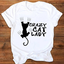 Load image into Gallery viewer, Women Graphic Cartoon Cat Animal Flower Fashion Printing 90s Style Print Clothes Lady Tees Tops Female T Shirt Womens T-Shirt
