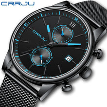 Load image into Gallery viewer, 2021 Watches Mens CRRJU Top Brand Stainless Steel Waterproof Clocks Men Watch Military Diving Quartz WristWatch Chronograph
