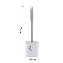 Load image into Gallery viewer, Toilet Brush Wc Gap Brush with Holder Silicone Toilet Brush Hanging Type Flat Head Flexible Bristles Brush Bathroom Accessories
