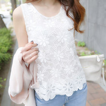 Load image into Gallery viewer, Womens Blouse Shirt Femininas Summer Tops and Blouses Lace Elegant Sleeveless Blusas Crochet Casual Flower Tops Plus Size Women
