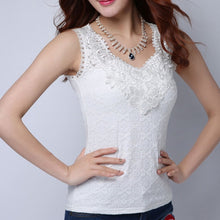 Load image into Gallery viewer, Womens Blouse Shirt Femininas Summer Tops and Blouses Lace Elegant Sleeveless Blusas Crochet Casual Flower Tops Plus Size Women
