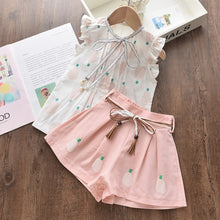 Load image into Gallery viewer, Menoea Girls Sets New Spring Summer Floral Children Sleeveless T-shirt+Solid Shorts 2PCS Kids Suit Fashion 3-7T Children Clothes
