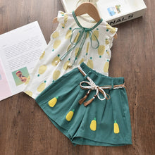 Load image into Gallery viewer, Menoea Girls Sets New Spring Summer Floral Children Sleeveless T-shirt+Solid Shorts 2PCS Kids Suit Fashion 3-7T Children Clothes
