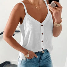 Load image into Gallery viewer, Black V-neck Button Tee Shirts Women Summer Y2K Clothes Spaghetti Strap Loose Simple Tank Tops Female Plus Size 5XL Tshirt
