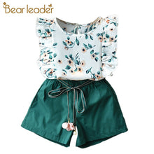 Load image into Gallery viewer, Bear Leader Girls Sets New Summer Floral Children Sleeveless T-shirt Solid Shorts 2PCS Kids Suit Fashion 3-7T Children Clothes
