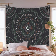 Load image into Gallery viewer, Moon Phase Tapestry Wall Hanging Botanical Celestial Floral Wall Tapestry Hippie Flower Wall Carpets Dorm Decor Starry SkyCarpet
