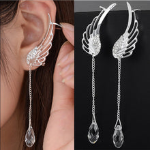 Load image into Gallery viewer, 2021 New Silver Plated Angel Wing Stylist Crystal Earrings Drop Dangle Ear Stud For Women Long Cuff Earring Bohemia Jewelrys
