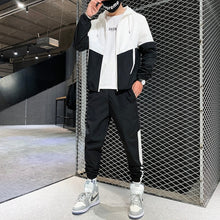 Load image into Gallery viewer, 2021 Casual Men&#39;s Sets Patchwork Hip Hop College Style Korean Style 2Piece Streetwear Fitness Male Tracksuit Chinese Size XS-3XL
