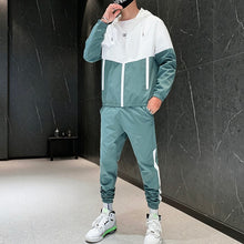 Load image into Gallery viewer, 2021 Casual Men&#39;s Sets Patchwork Hip Hop College Style Korean Style 2Piece Streetwear Fitness Male Tracksuit Chinese Size XS-3XL
