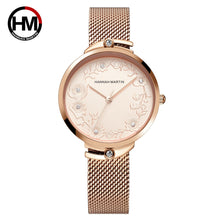 Load image into Gallery viewer, 2021New Hot Sale Women&#39;s Watch Luxury Fashion Rhinestone Embossed Rose Gold Mesh Belt Japanese Movement Waterproof Quartz Watch
