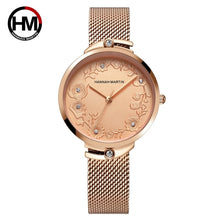 Load image into Gallery viewer, 2021New Hot Sale Women&#39;s Watch Luxury Fashion Rhinestone Embossed Rose Gold Mesh Belt Japanese Movement Waterproof Quartz Watch
