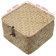 Load image into Gallery viewer, Handmade Straw Woven Storage Basket With Lid Sundries Storage Box Wicker Makeup Organizer Food Container Clothes Storage Bins
