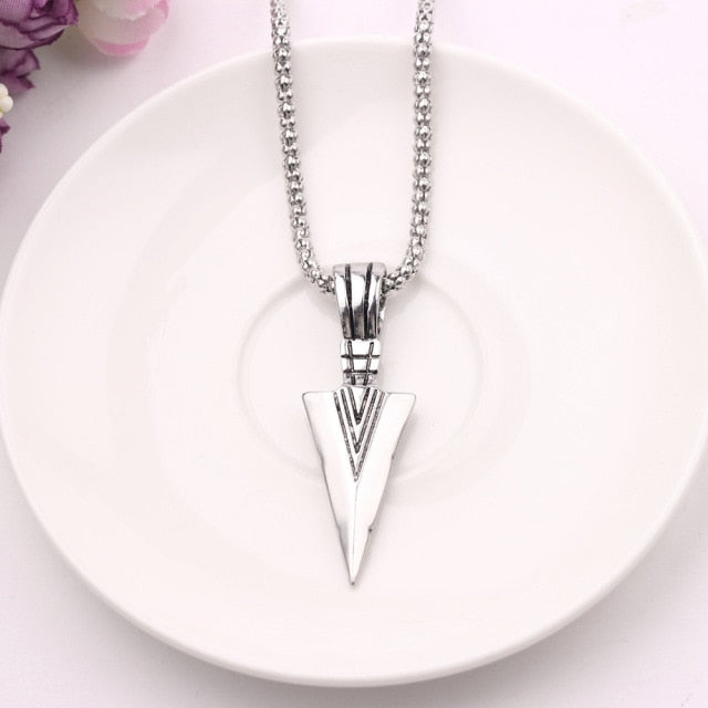 Men's Design Matte Black Long Necklace with Arrow Pendant Jewelry Chain Hip Hop Punk Rock Christmas Halloween Gift For Men Wome