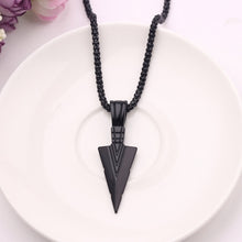 Load image into Gallery viewer, Men&#39;s Design Matte Black Long Necklace with Arrow Pendant Jewelry Chain Hip Hop Punk Rock Christmas Halloween Gift For Men Wome
