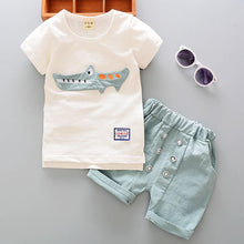 Load image into Gallery viewer, New 2021 Kids Boys Clothing Sets Summer Cartoon Crocodile Short Sleeve O-Neck T-Shirt Tops with Shorts Girls Cotton Pajama Sets
