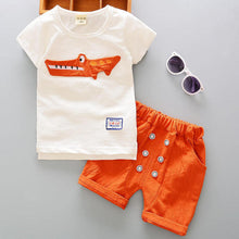 Load image into Gallery viewer, New 2021 Kids Boys Clothing Sets Summer Cartoon Crocodile Short Sleeve O-Neck T-Shirt Tops with Shorts Girls Cotton Pajama Sets
