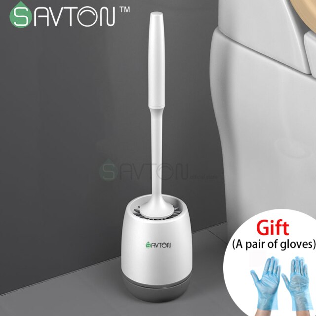 SAVTON Toilet Brush Sets Silicone Wall Hanging Household Floor Cleaning Bathroom Accessories Soft Bristles Durable