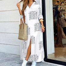 Load image into Gallery viewer, Fashion Women Long Sleeve Shirt Dress Autumn  Printed OL Long Dresses Laides Turn-down Collar Loose Sundress Party Dresses
